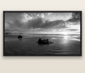 Eternal Guardians, Moeraki Boulders — black float frame canvas, 200 × 130 cm. New Zealand fine art landscape wall art by Stephen Milner.