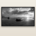 Eternal Guardians, Moeraki Boulders — black float frame canvas, 200 × 130 cm. New Zealand fine art landscape wall art by Stephen Milner.