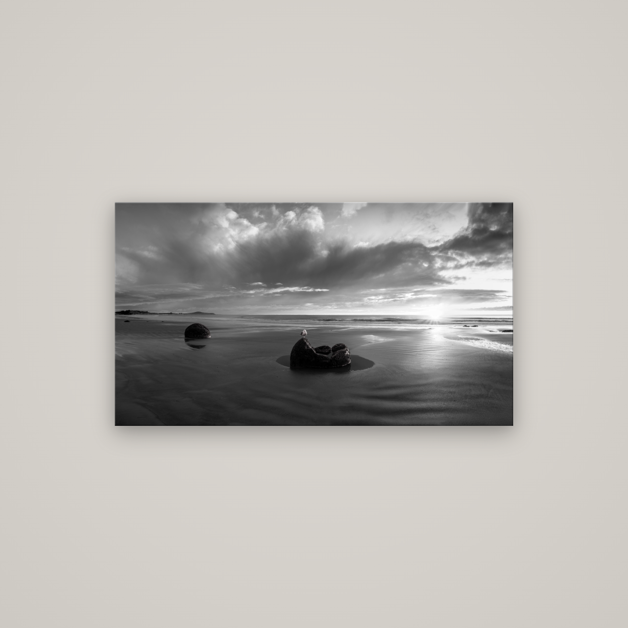 Eternal Guardians, Moeraki Boulders — No frame, 107×60 cm. New Zealand fine art wall art by Stephen Milner.