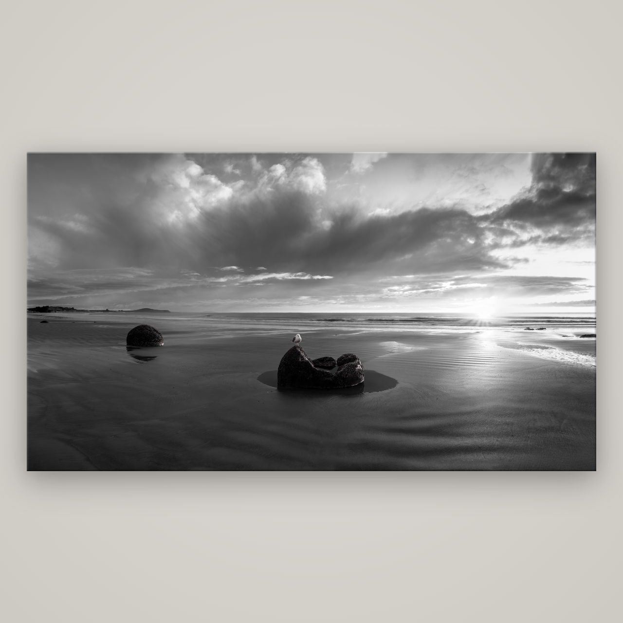 Eternal Guardians, Moeraki Boulders — No frame, 196×110 cm. New Zealand fine art wall art by Stephen Milner.
