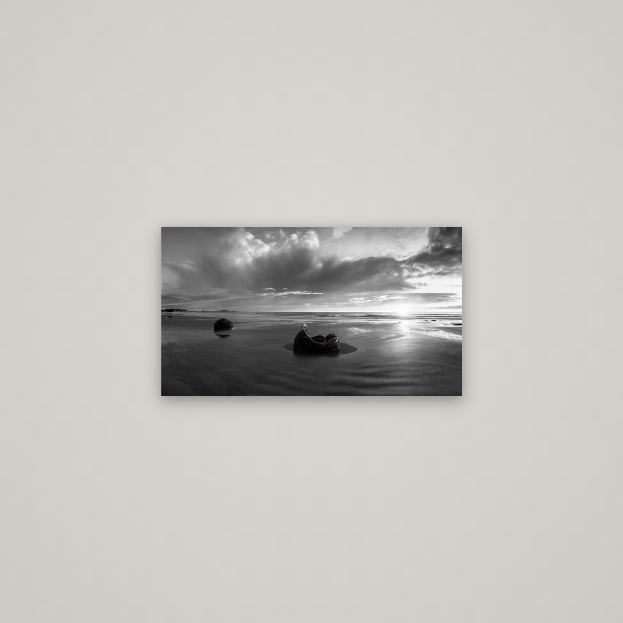 Eternal Guardians, Moeraki Boulders — No frame, 64×36 cm. New Zealand fine art wall art by Stephen Milner.