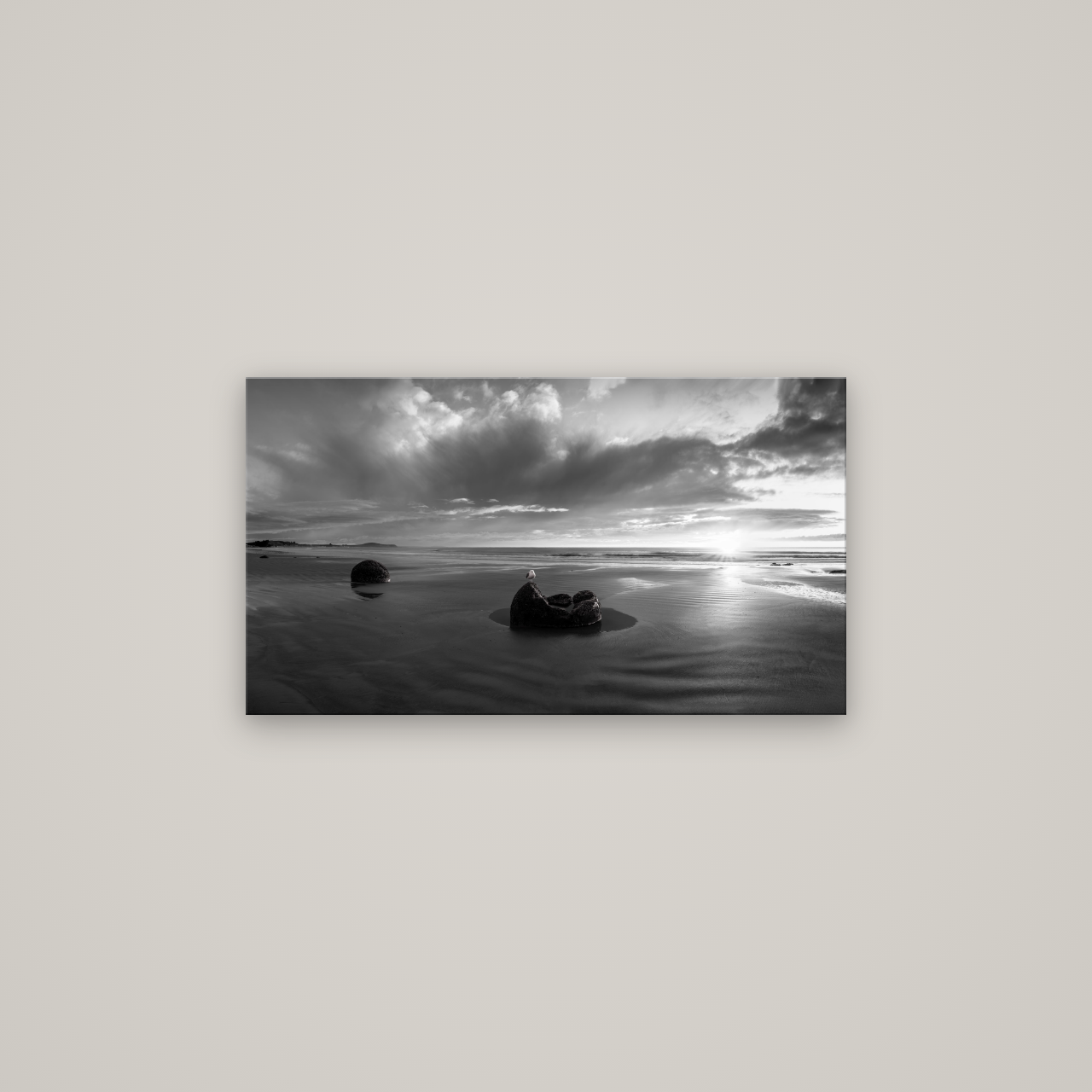 Eternal Guardians, Moeraki Boulders — No frame, 80×45 cm. New Zealand fine art wall art by Stephen Milner.