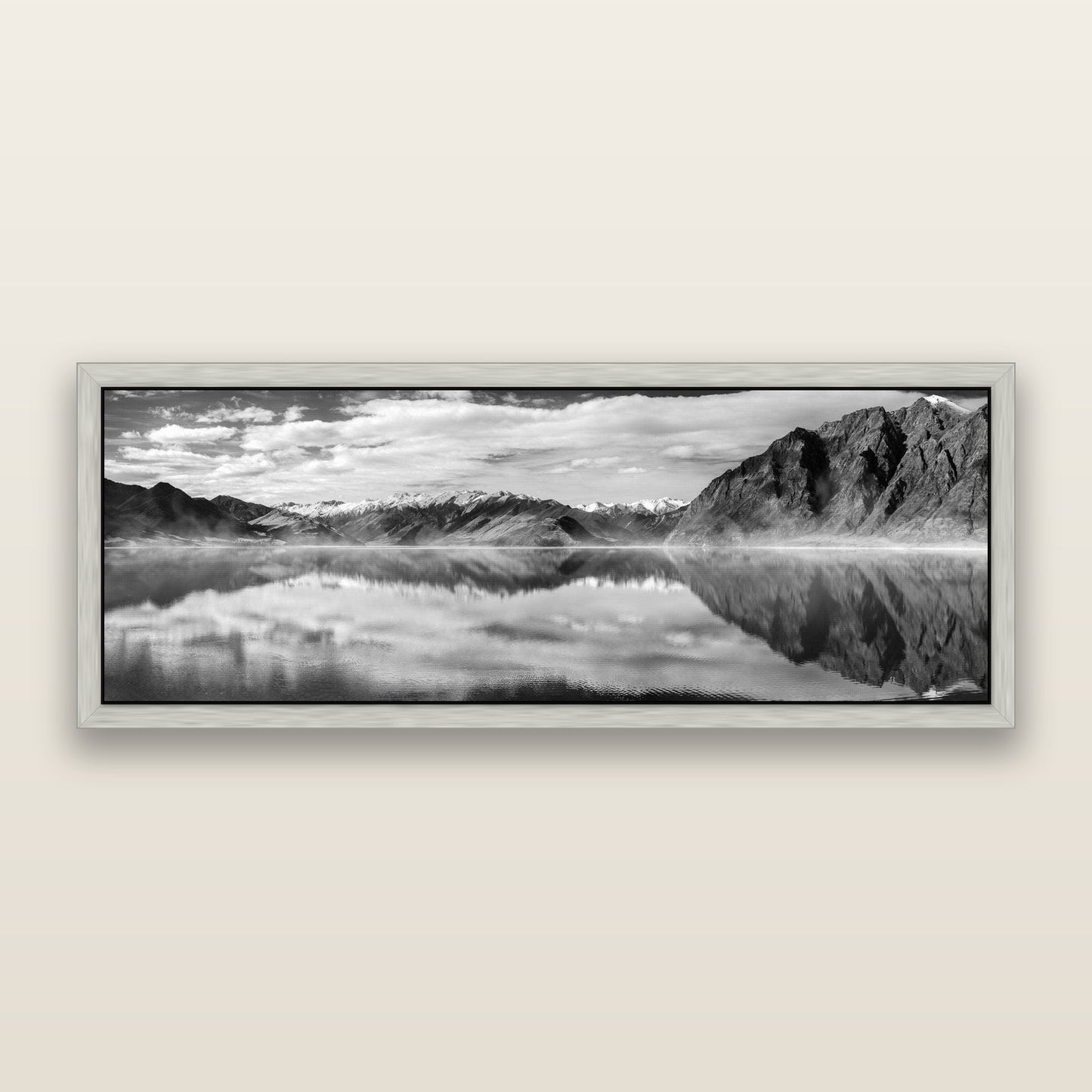 Ethereal Echoes, Lake Hāwea — framed metallic canvas print, Antique Silver frame. New Zealand fine art landscape wall art by Stephen Milner.