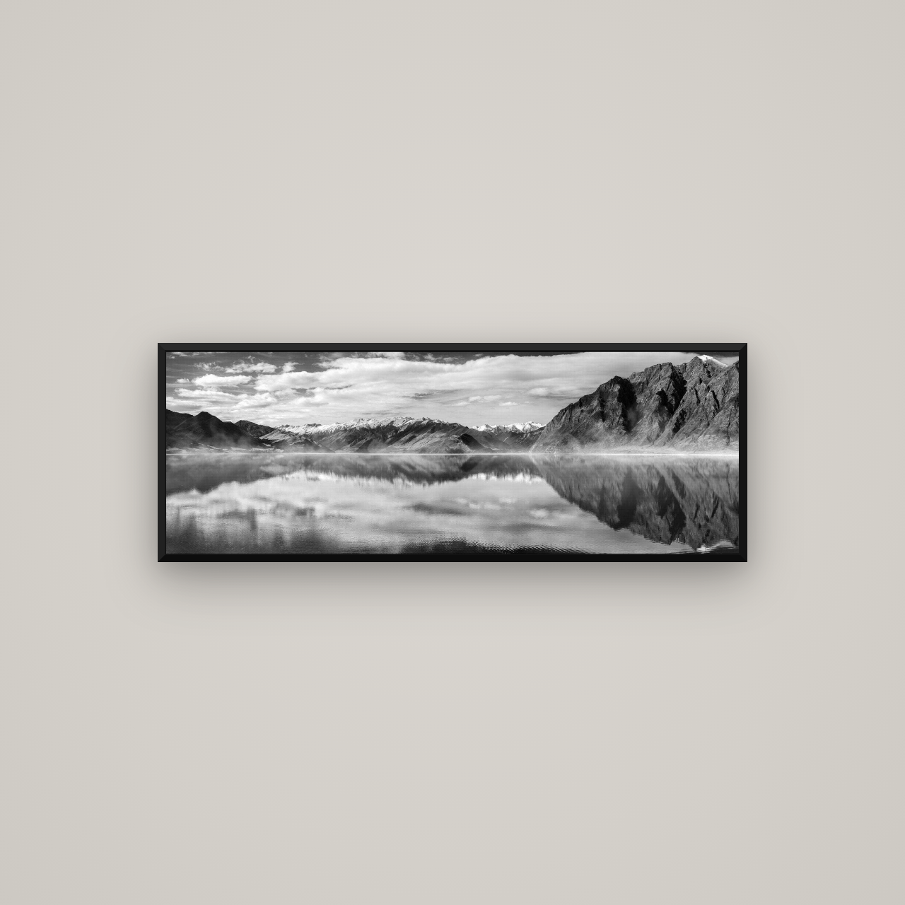 Ethereal Echoes, Lake Hāwea — Basel Black Matte, 113×40 cm. New Zealand fine art wall art by Stephen Milner.