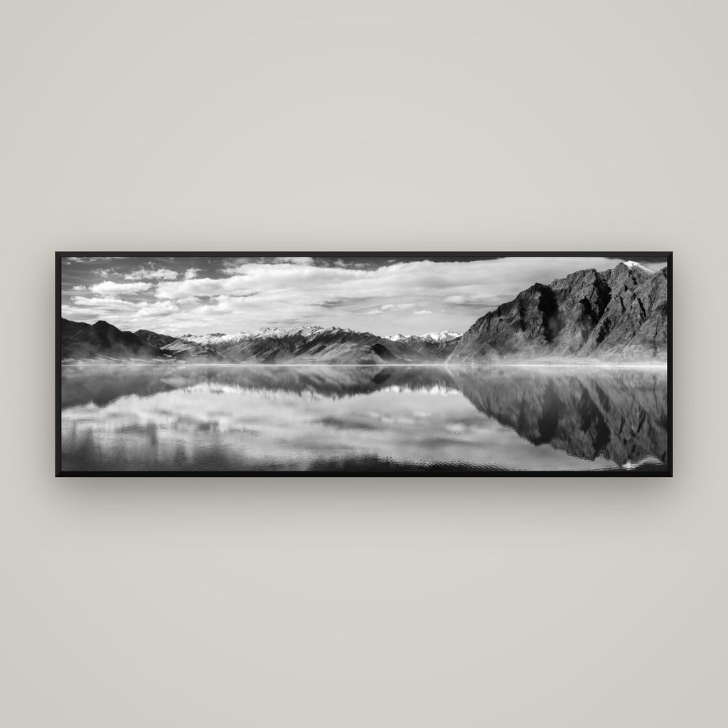 Ethereal Echoes, Lake Hāwea — Basel Black Matte, 170×60 cm. New Zealand fine art wall art by Stephen Milner.