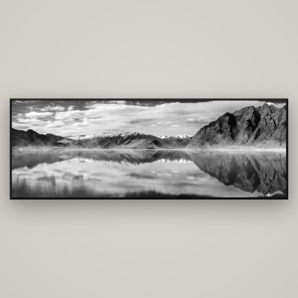 Ethereal Echoes, Lake Hāwea — Basel Black Matte, 198×70 cm. New Zealand fine art wall art by Stephen Milner.