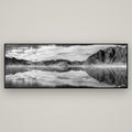 Ethereal Echoes, Lake Hāwea — Basel Black, 198×70 cm. New Zealand fine art wall art by Stephen Milner.