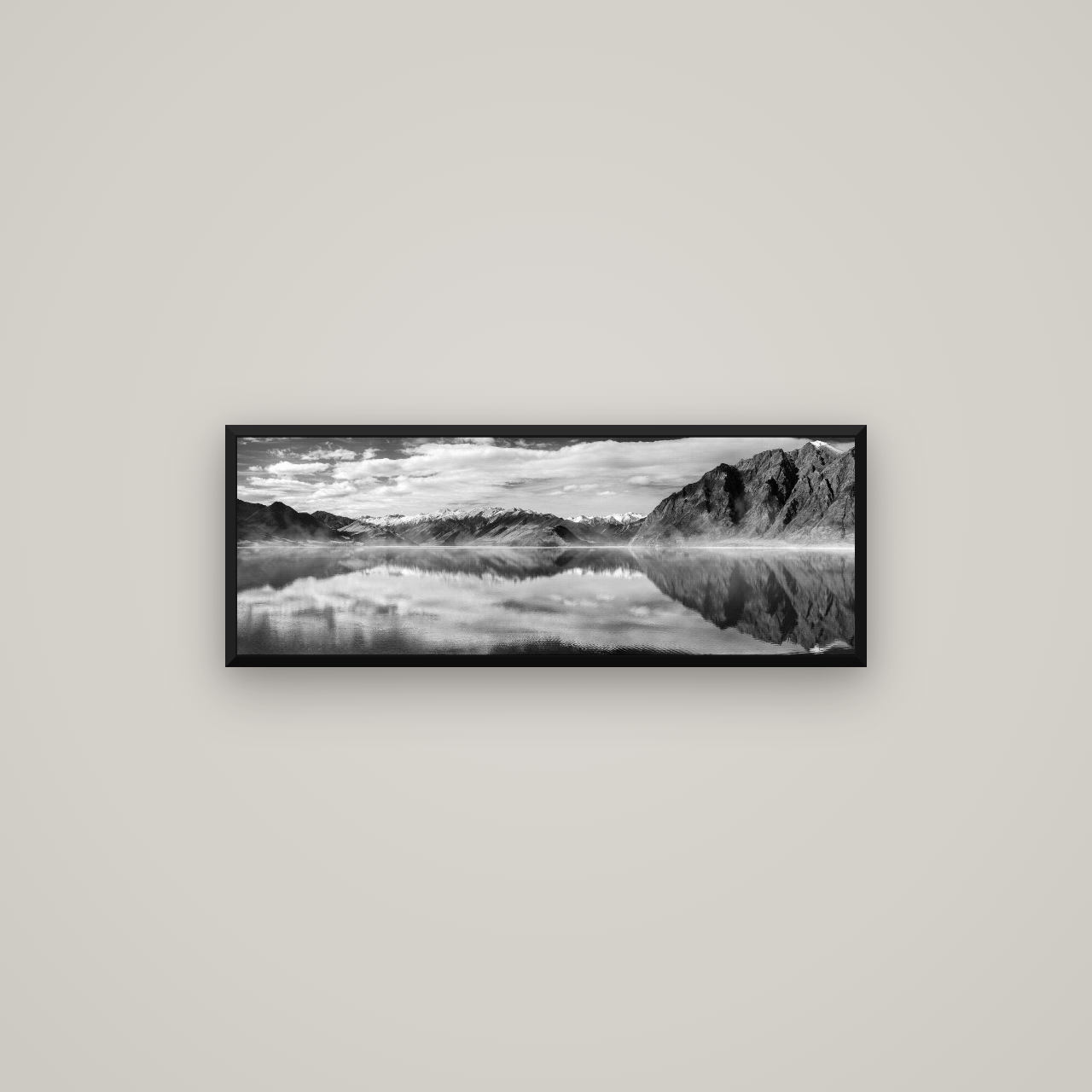 Ethereal Echoes, Lake Hāwea — Basel Black Matte, 85×30 cm. New Zealand fine art wall art by Stephen Milner.