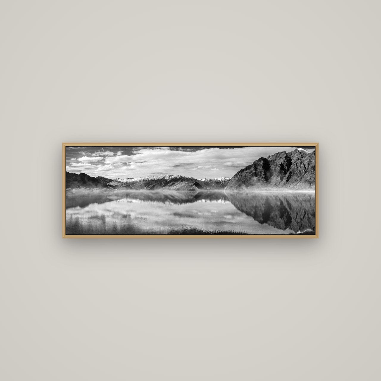 Ethereal Echoes, Lake Hāwea, Basel Natural Oak, 113×40 cm. New Zealand fine art wall art by Stephen Milner.