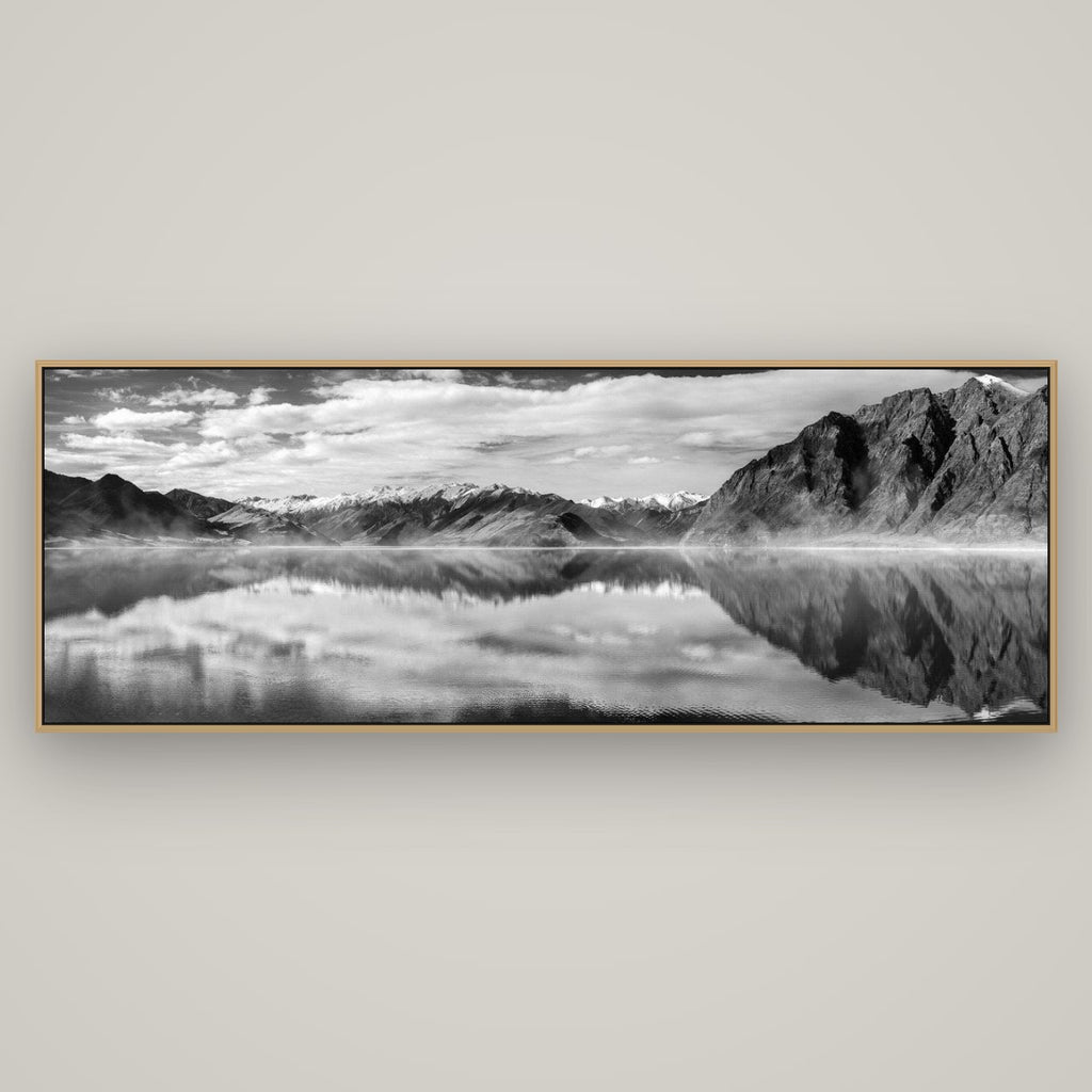 Ethereal Echoes, Lake Hāwea, Basel Natural Oak, 198×70 cm. New Zealand fine art wall art by Stephen Milner.