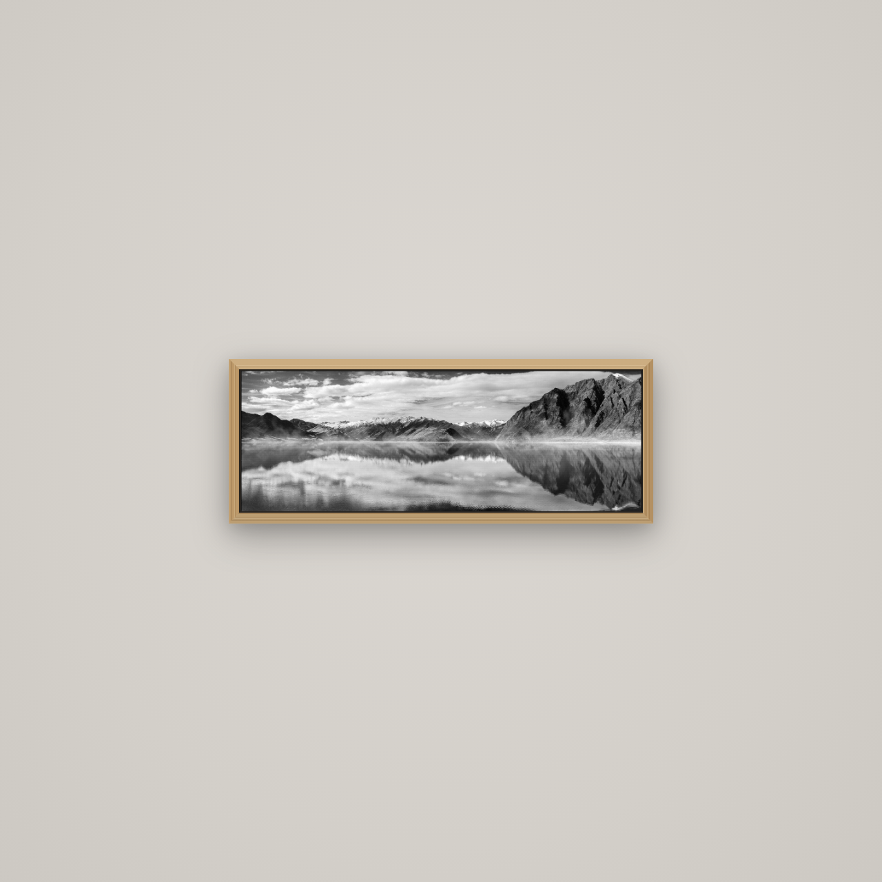 Ethereal Echoes, Lake Hāwea, Basel Natural Oak, 57×20 cm. New Zealand fine art wall art by Stephen Milner.