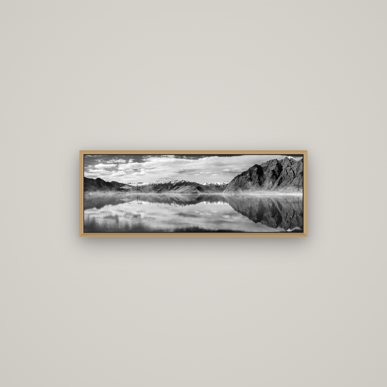 Ethereal Echoes, Lake Hāwea, Basel Natural Oak, 85×30 cm. New Zealand fine art wall art by Stephen Milner.
