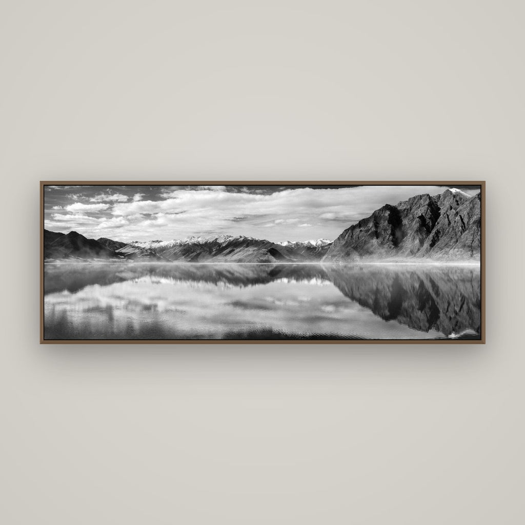 Ethereal Echoes, Lake Hāwea, Basel Walnut, 170×60 cm. New Zealand fine art wall art by Stephen Milner.