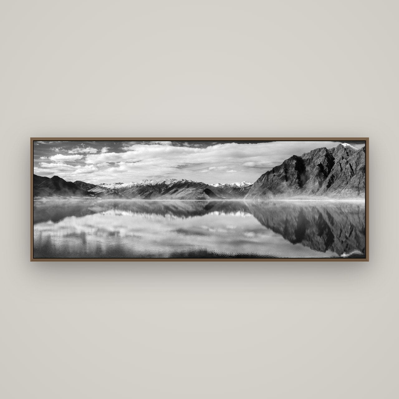 Ethereal Echoes, Lake Hāwea, Basel Walnut, 170×60 cm. New Zealand fine art wall art by Stephen Milner.
