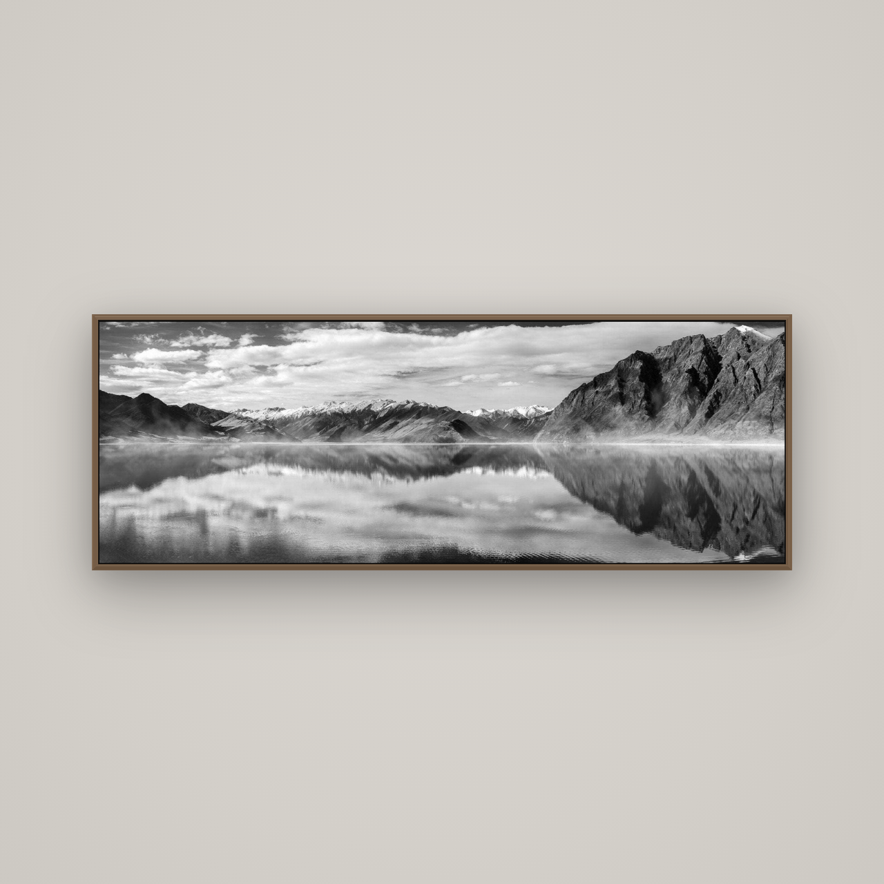 Ethereal Echoes, Lake Hāwea, Basel Walnut, 170×60 cm. New Zealand fine art wall art by Stephen Milner.