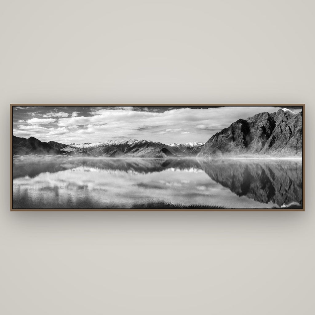 Ethereal Echoes, Lake Hāwea, Basel Walnut, 198×70 cm. New Zealand fine art wall art by Stephen Milner.