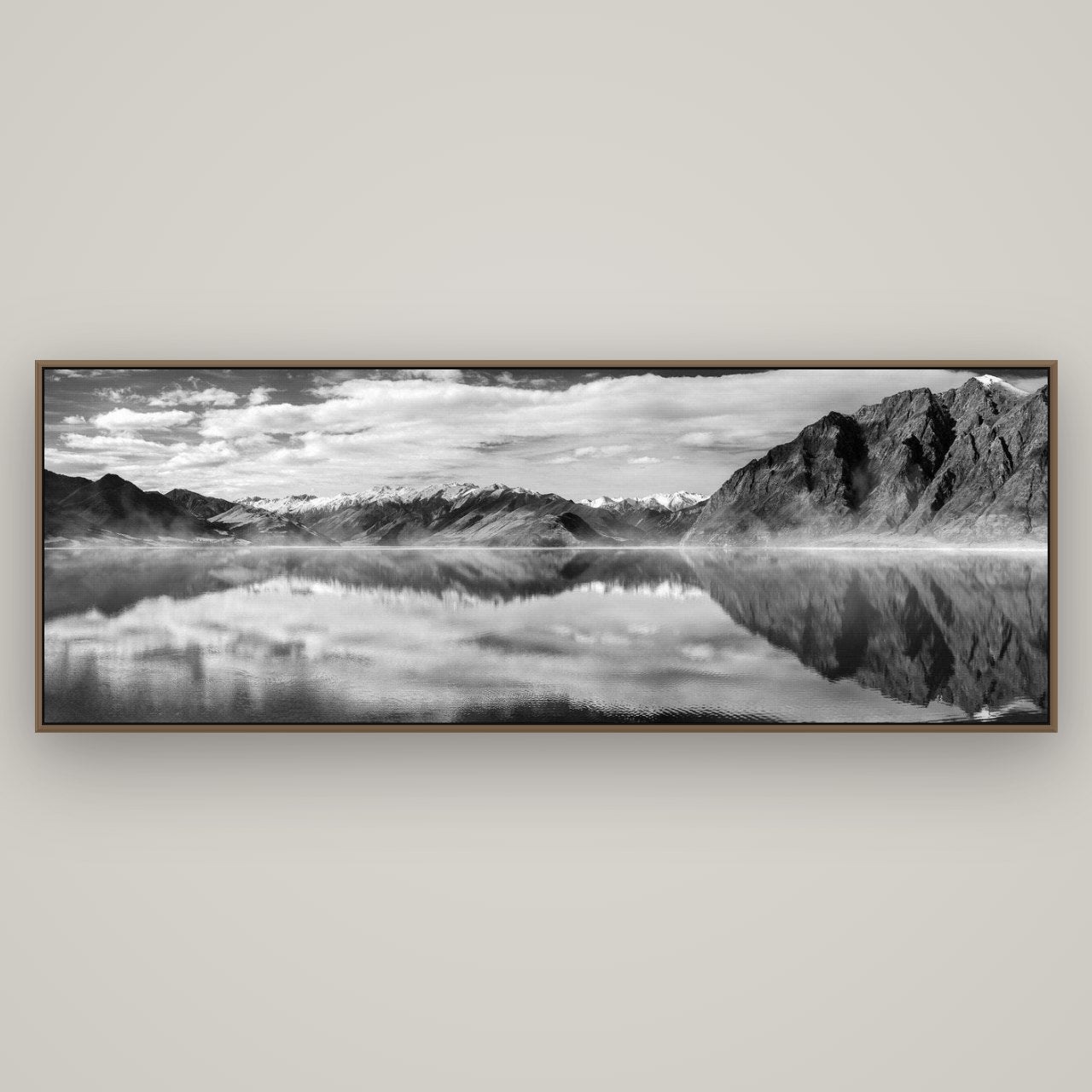 Ethereal Echoes, Lake Hāwea, Basel Walnut, 198×70 cm. New Zealand fine art wall art by Stephen Milner.