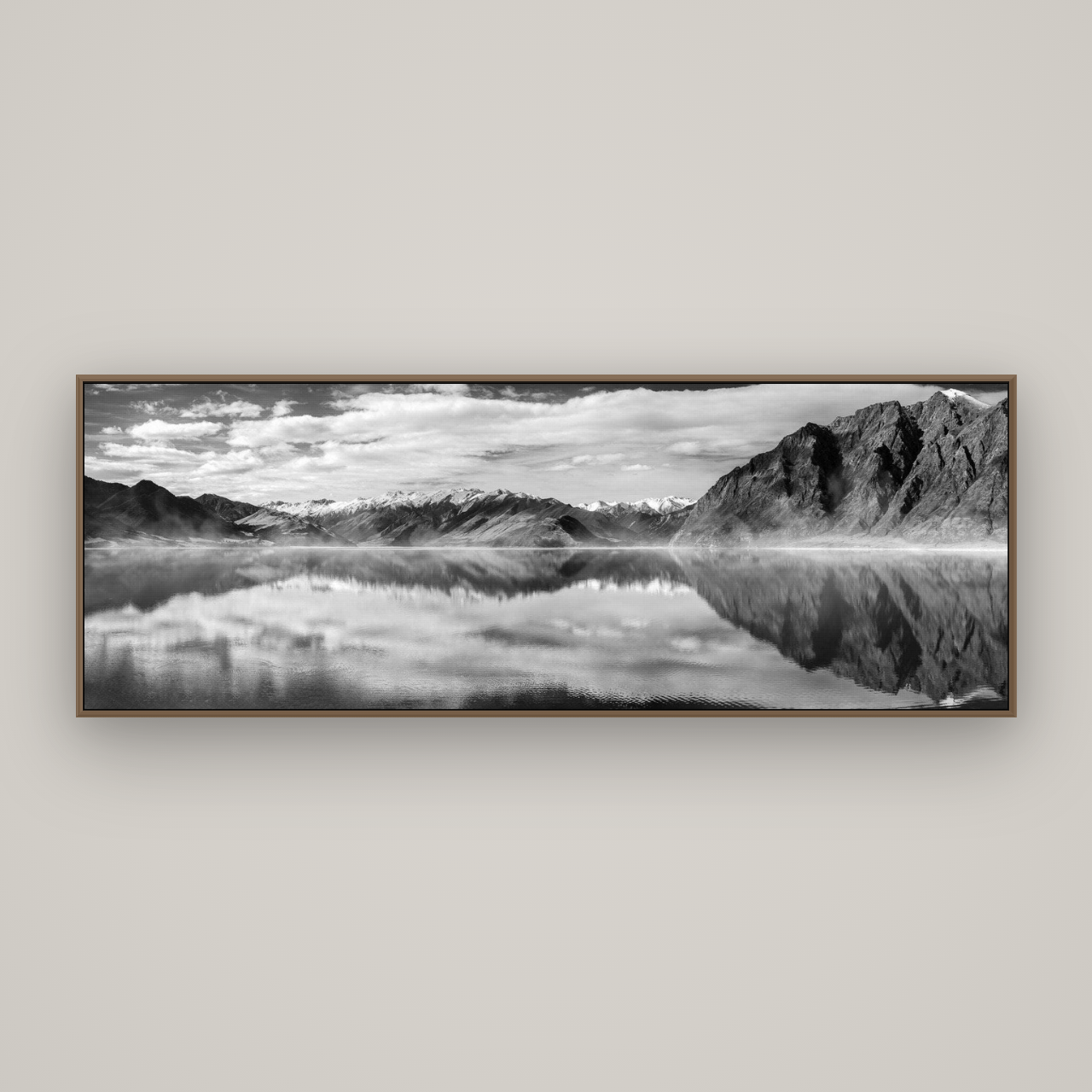 Ethereal Echoes, Lake Hāwea, Basel Walnut, 198×70 cm. New Zealand fine art wall art by Stephen Milner.