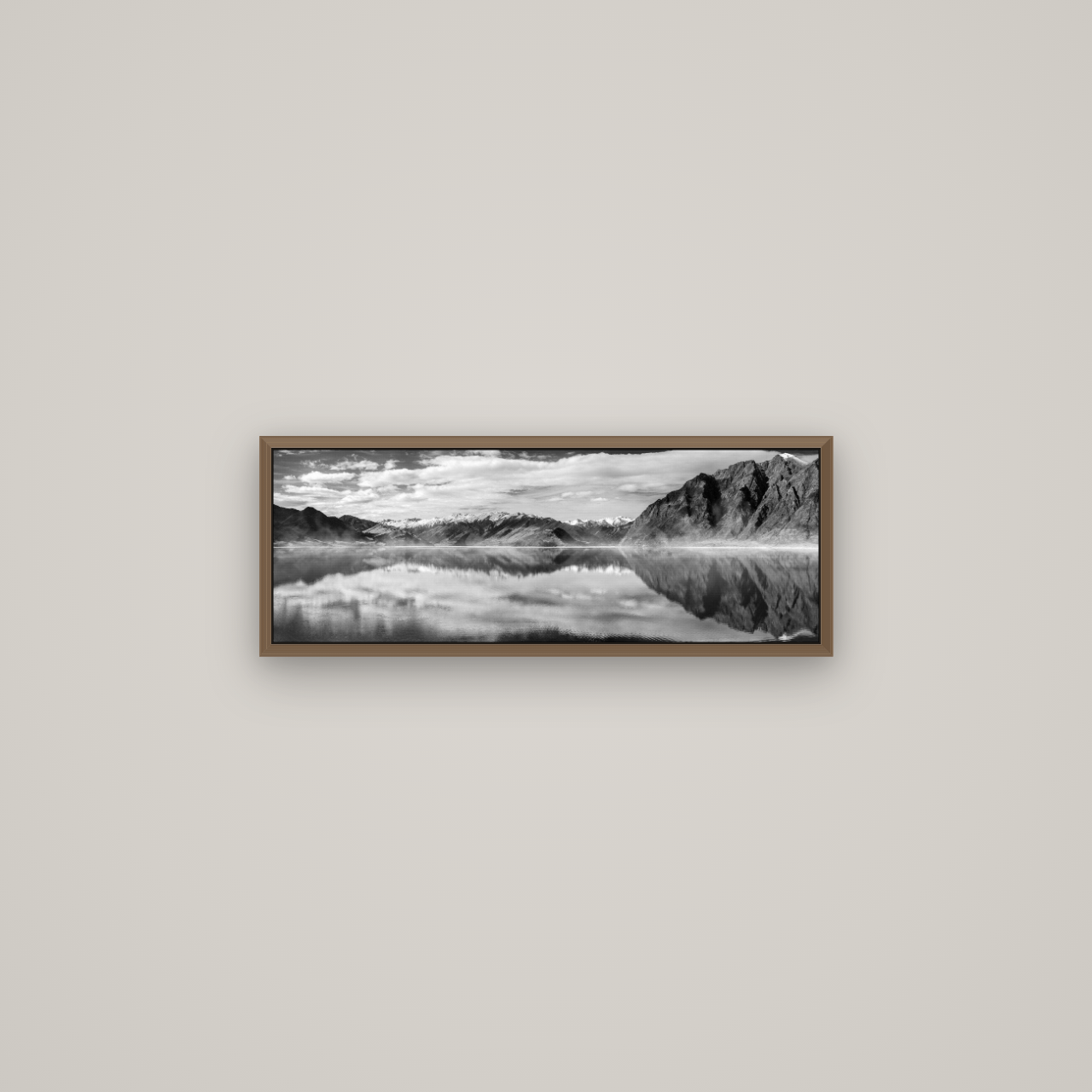 Ethereal Echoes, Lake Hāwea, Basel Walnut, 68×24 cm. New Zealand fine art wall art by Stephen Milner.
