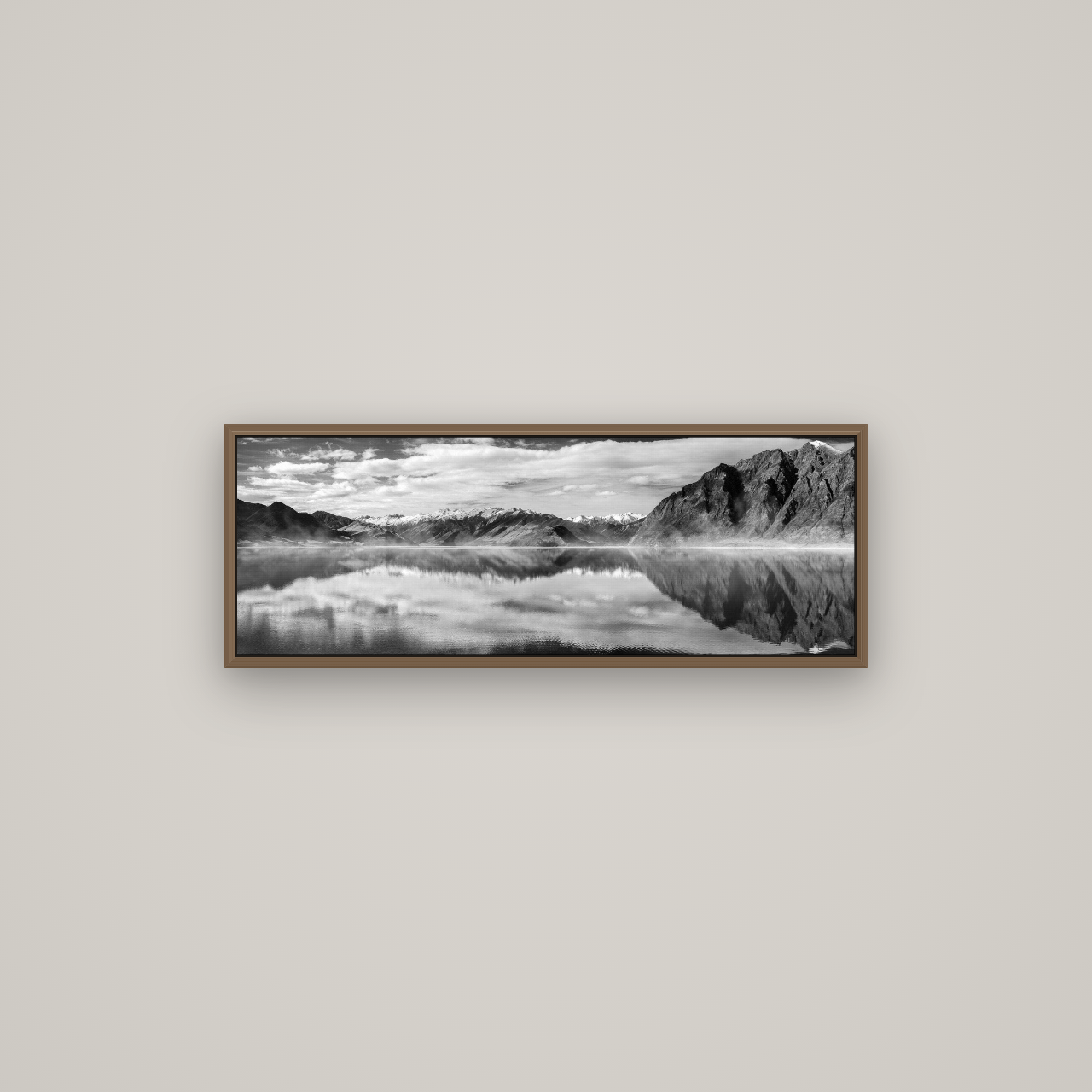 Ethereal Echoes, Lake Hāwea, Basel Walnut, 85×30 cm. New Zealand fine art wall art by Stephen Milner.