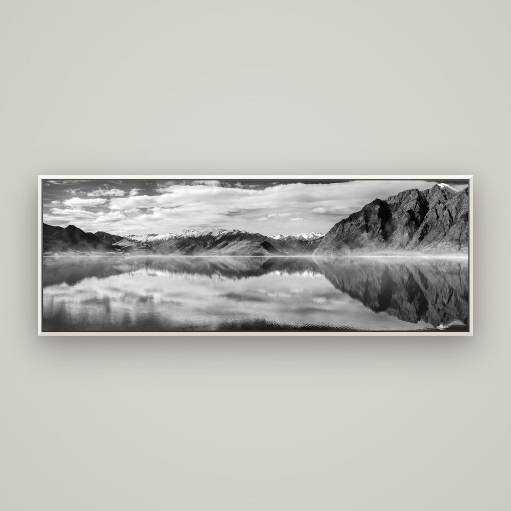 Ethereal Echoes, Lake Hāwea — Basel White, 170×60 cm. New Zealand fine art wall art by Stephen Milner.