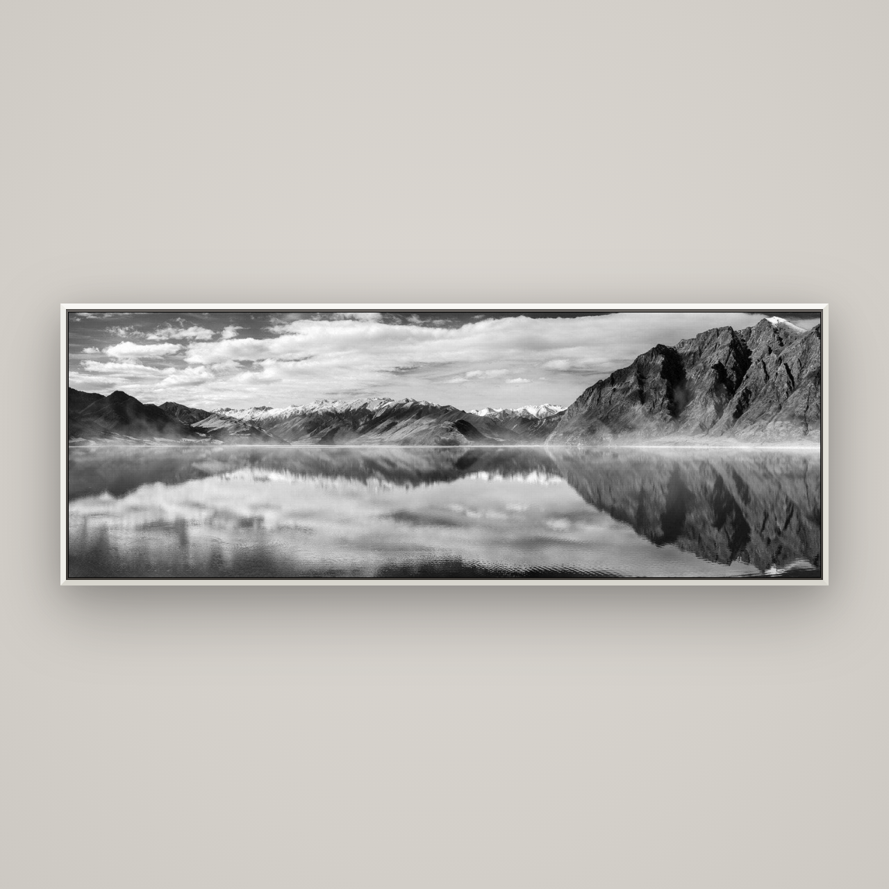 Ethereal Echoes, Lake Hāwea — Basel White, 198×70 cm. New Zealand fine art wall art by Stephen Milner.