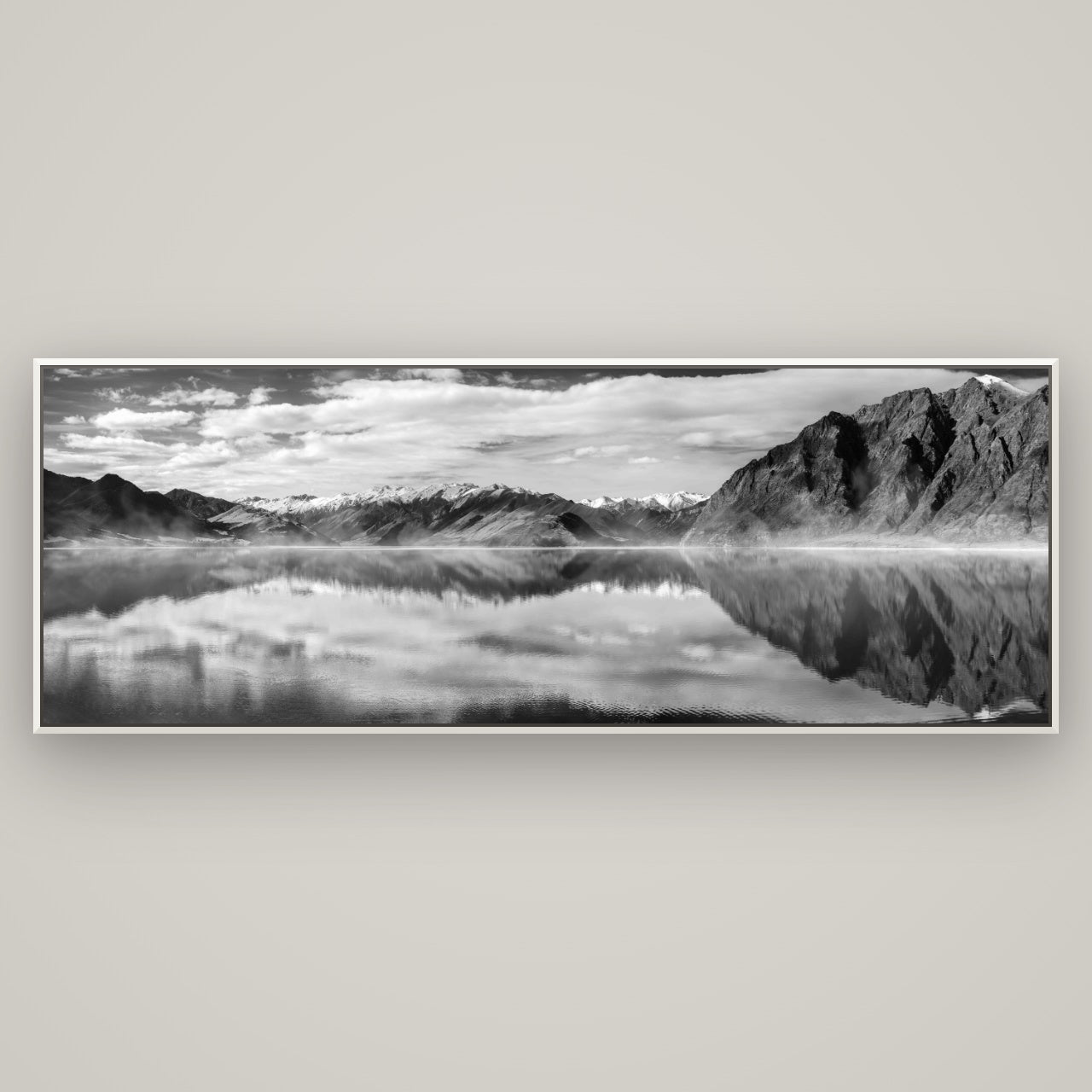 Ethereal Echoes, Lake Hāwea — Basel White, 198×70 cm. New Zealand fine art wall art by Stephen Milner.
