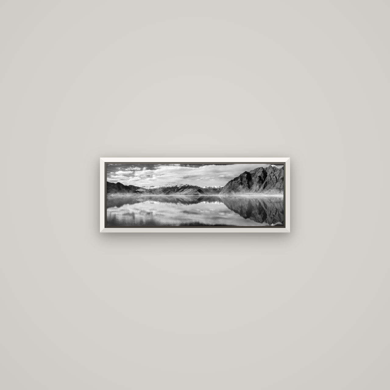 Ethereal Echoes, Lake Hāwea — Basel White, 57×20 cm. New Zealand fine art wall art by Stephen Milner.