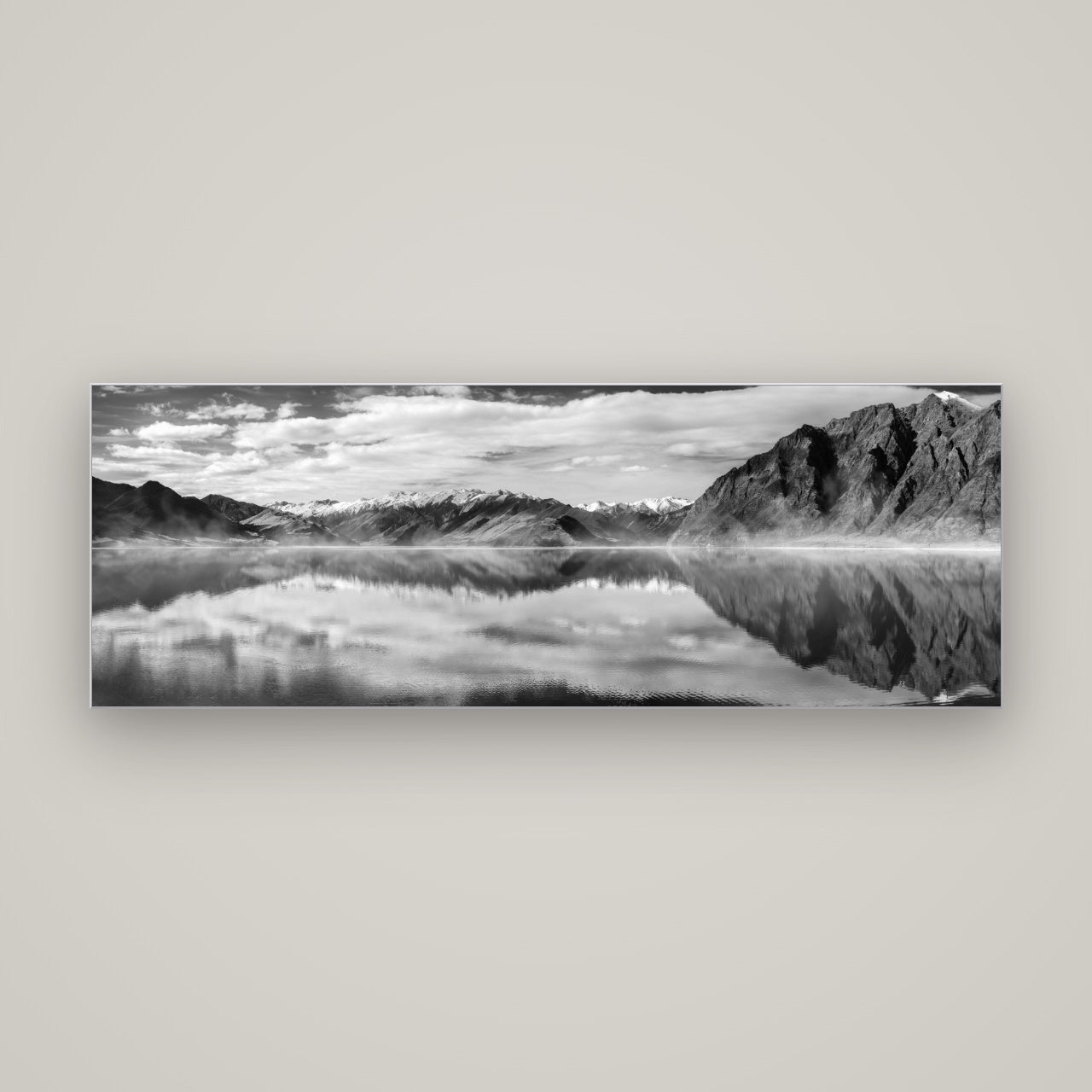 Ethereal Echoes, Lake Hāwea — Slimline Silver, 170×60 cm. New Zealand fine art wall art by Stephen Milner.