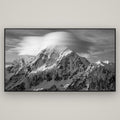Ethereal Majesty, Mount Cook's Lenticular Veil — Basel Black, 196×110 cm. New Zealand fine art wall art by Stephen Milner.