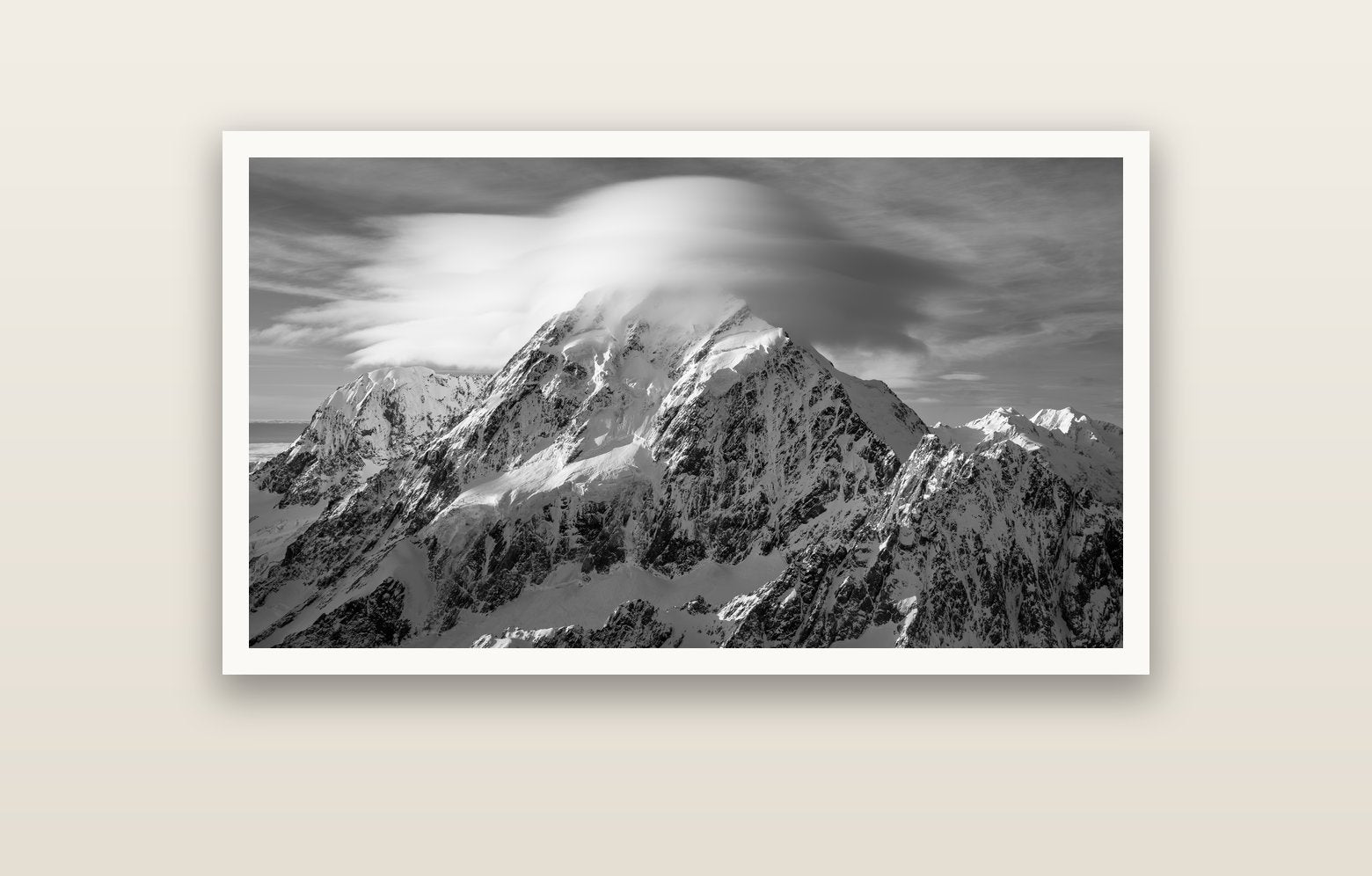 Ethereal Majesty, Mount Cook's Lenticular Veil — Hahnemühle fine art print, 120 × 70 cm. New Zealand fine art landscape photography by Stephen Milner.