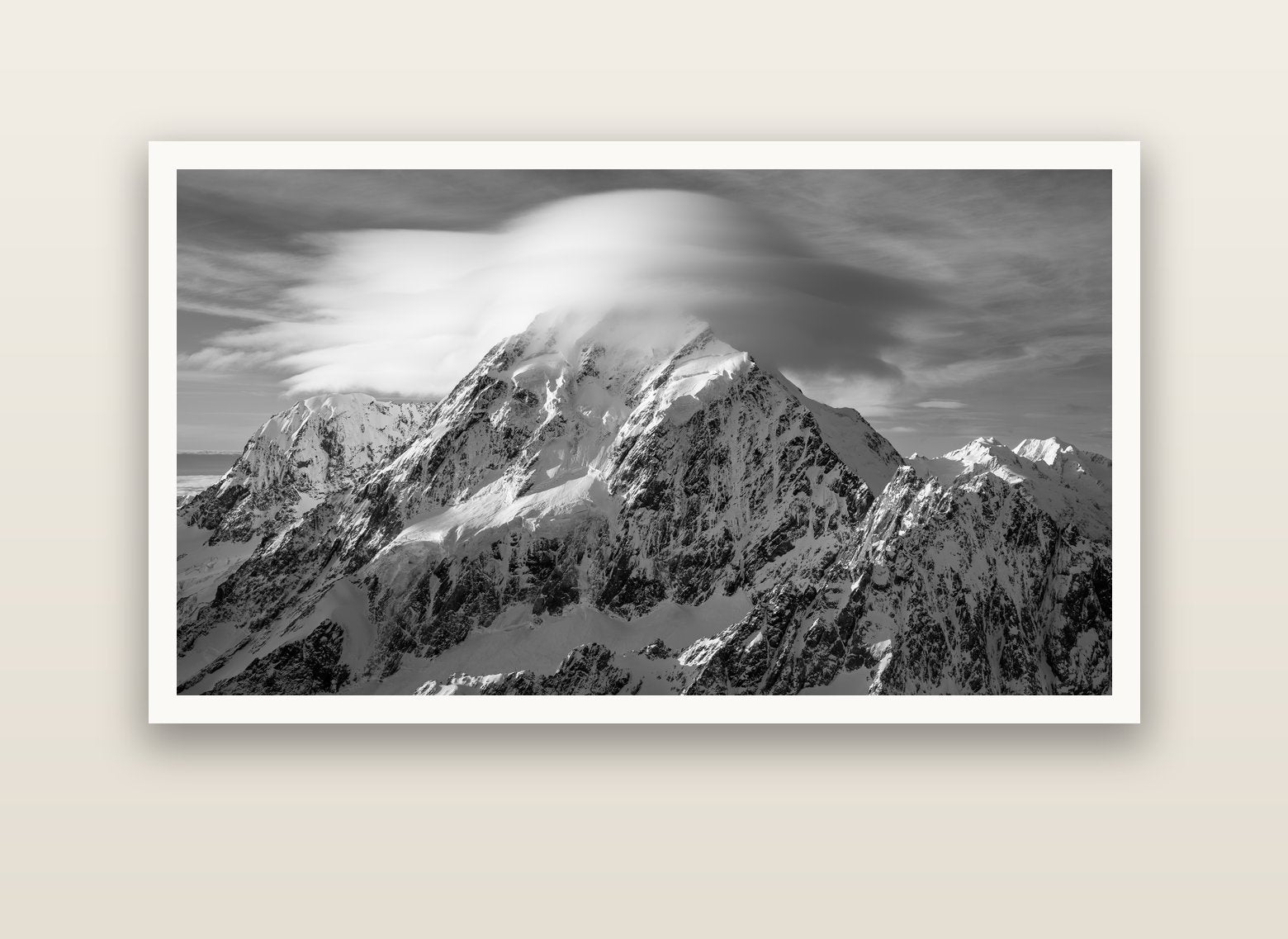 Ethereal Majesty, Mount Cook's Lenticular Veil — Hahnemühle fine art print, 150 × 75 cm. New Zealand fine art landscape photography by Stephen Milner.