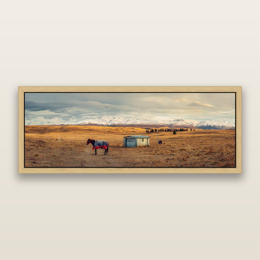 Ethereal Morning, Ben Ohau's Awakening — framed metallic canvas print, Natural frame. New Zealand fine art landscape wall art by Stephen Milner.