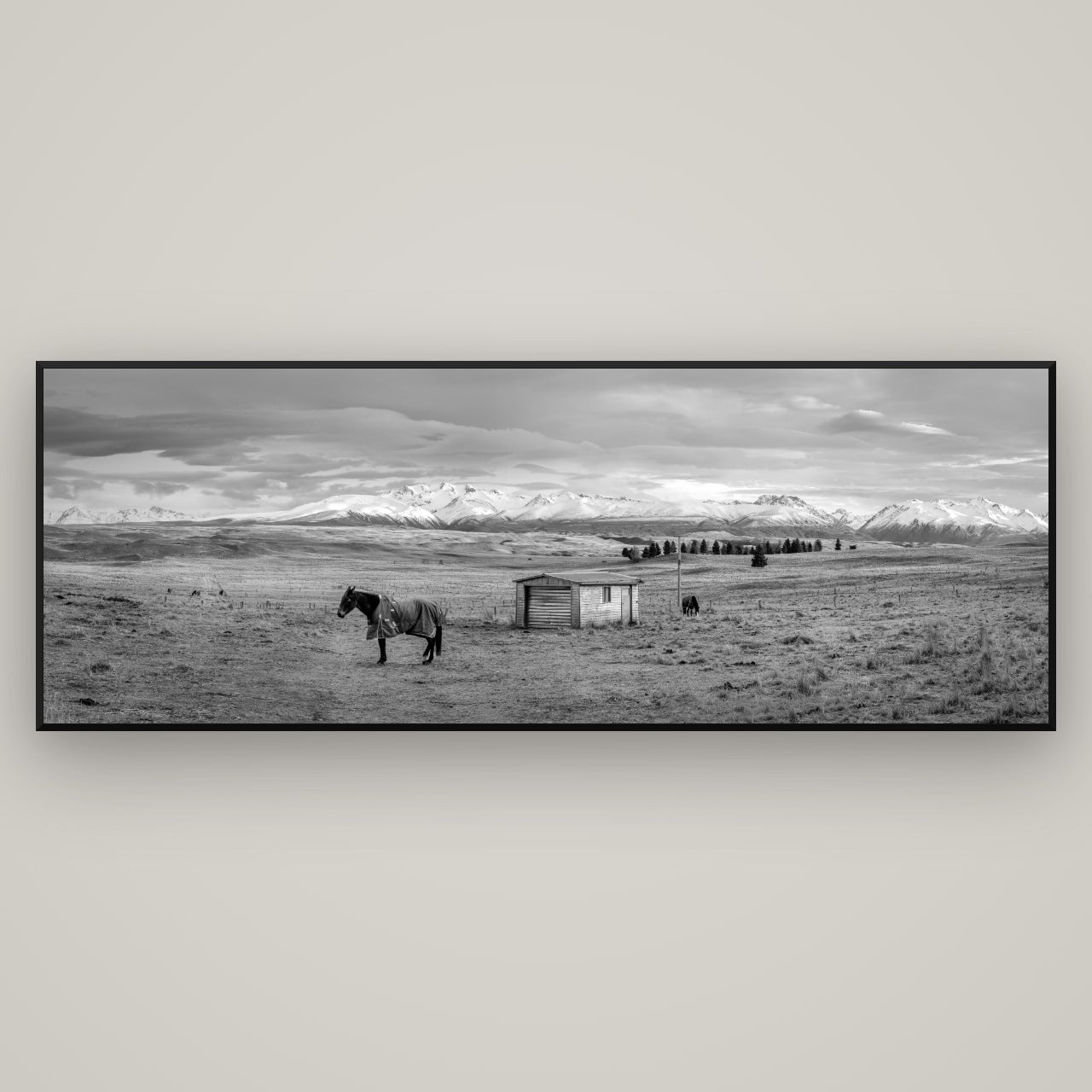 Ethereal Morning, Ben Ohau's Awakening — Basel Black, 198×70 cm. New Zealand fine art wall art by Stephen Milner.