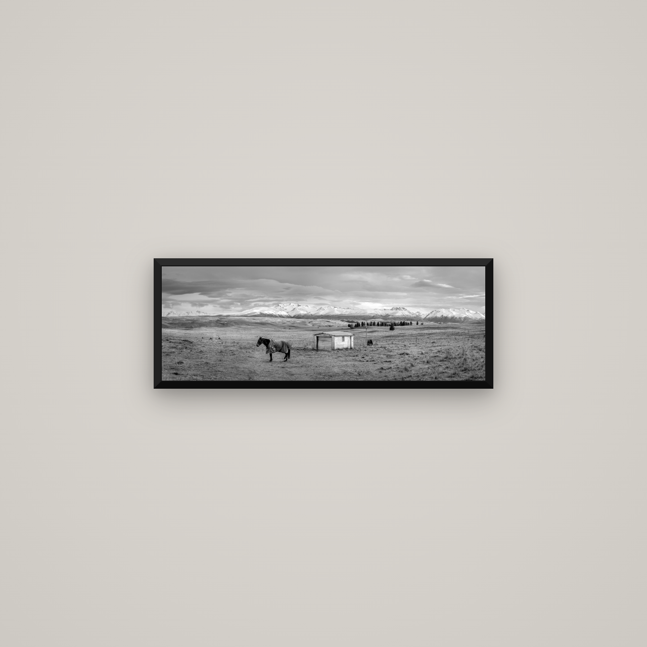 Ethereal Morning, Ben Ohau's Awakening — Basel Black Matte, 68×24 cm. New Zealand fine art wall art by Stephen Milner.