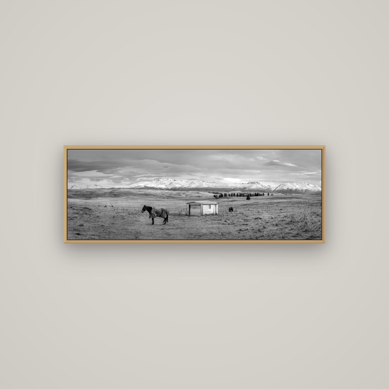 Ethereal Morning, Ben Ohau's Awakening, Basel Natural Oak, 113×40 cm. New Zealand fine art wall art by Stephen Milner.
