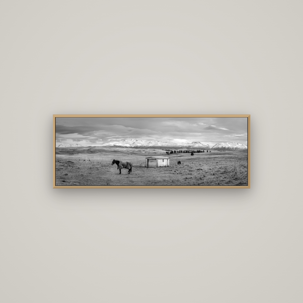 Ethereal Morning, Ben Ohau's Awakening, Basel Natural Oak, 113×40 cm. New Zealand fine art wall art by Stephen Milner.