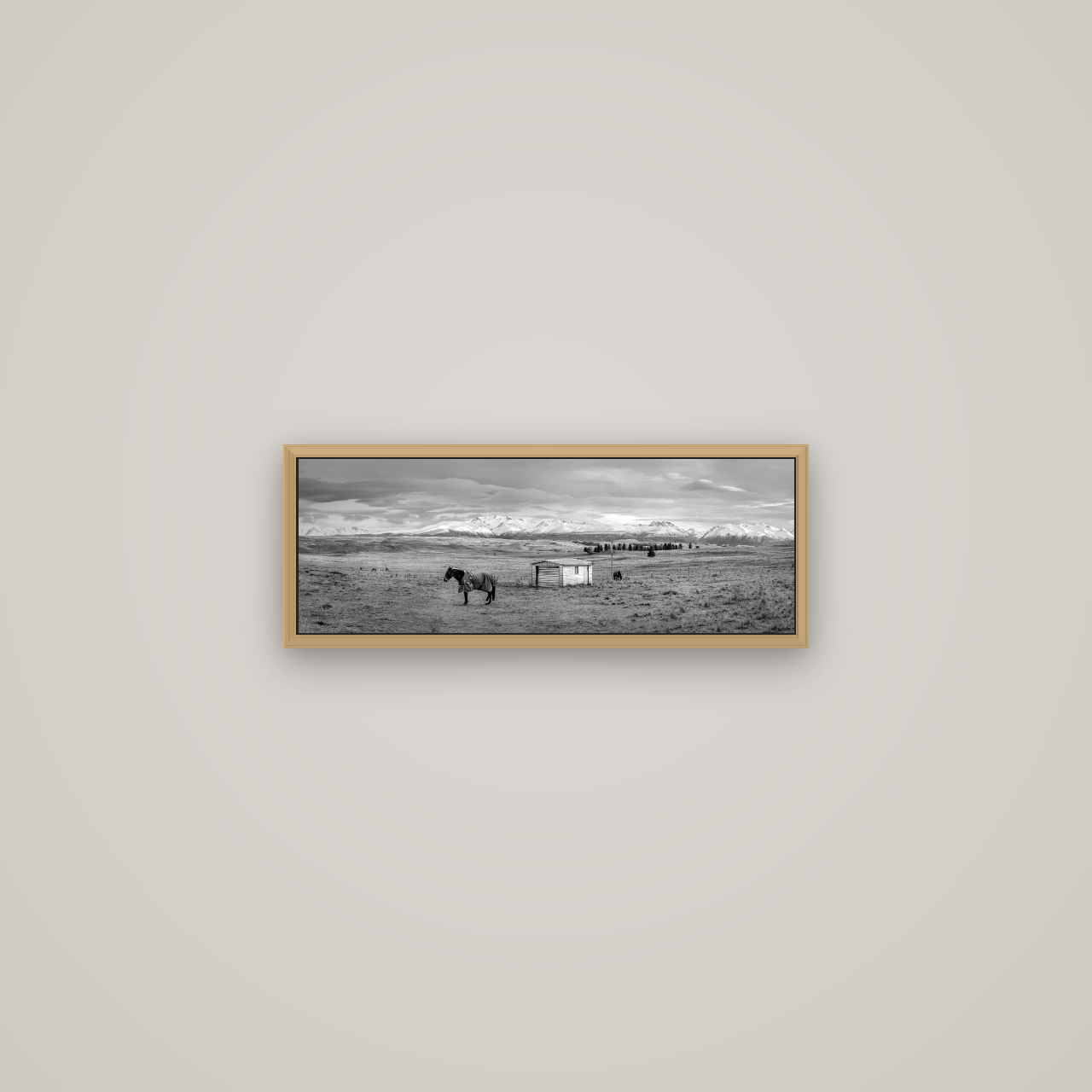 Ethereal Morning, Ben Ohau's Awakening, Basel Natural Oak, 57×20 cm. New Zealand fine art wall art by Stephen Milner.
