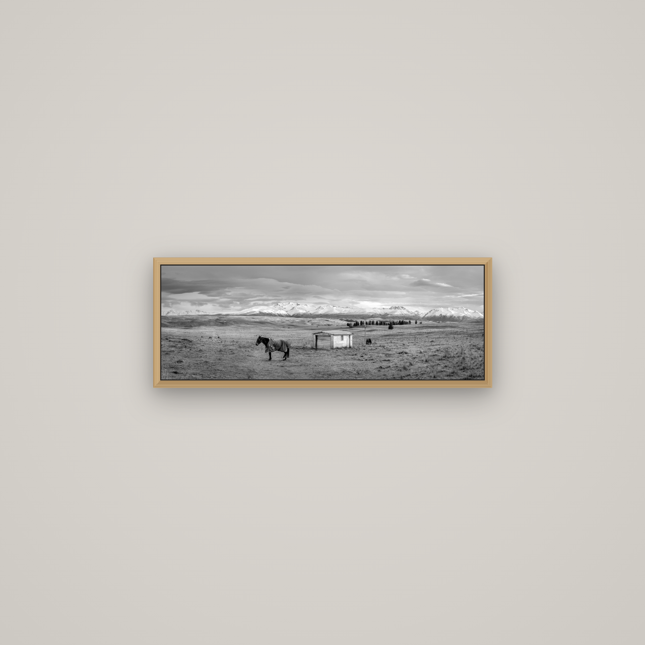Ethereal Morning, Ben Ohau's Awakening, Basel Natural Oak, 68×24 cm. New Zealand fine art wall art by Stephen Milner.