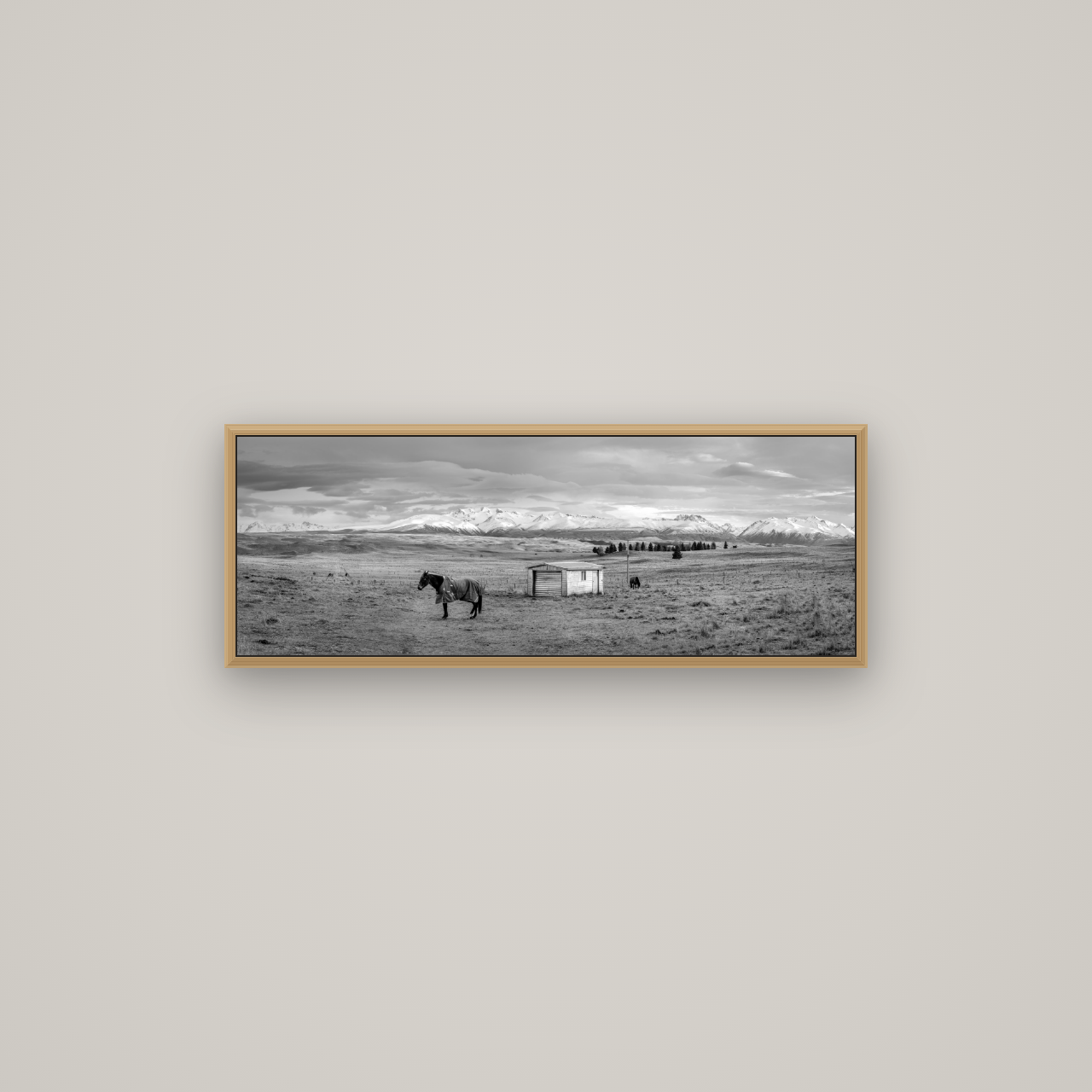 Ethereal Morning, Ben Ohau's Awakening, Basel Natural Oak, 85×30 cm. New Zealand fine art wall art by Stephen Milner.