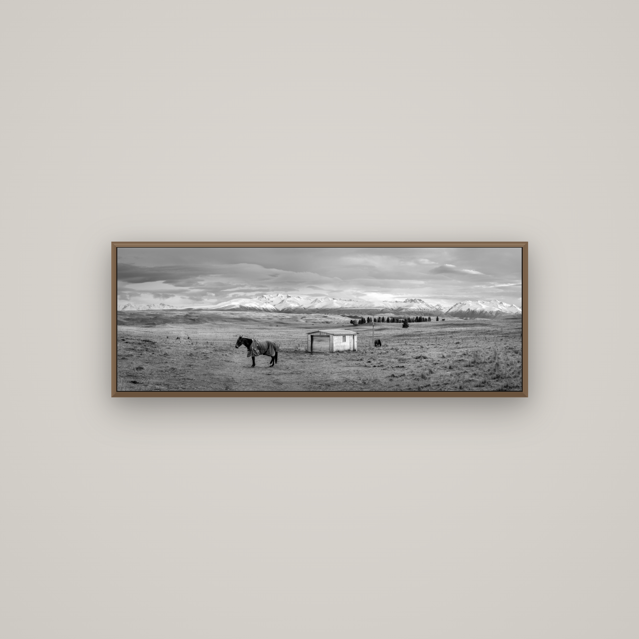 Ethereal Morning, Ben Ohau's Awakening, Basel Walnut, 113×40 cm. New Zealand fine art wall art by Stephen Milner.