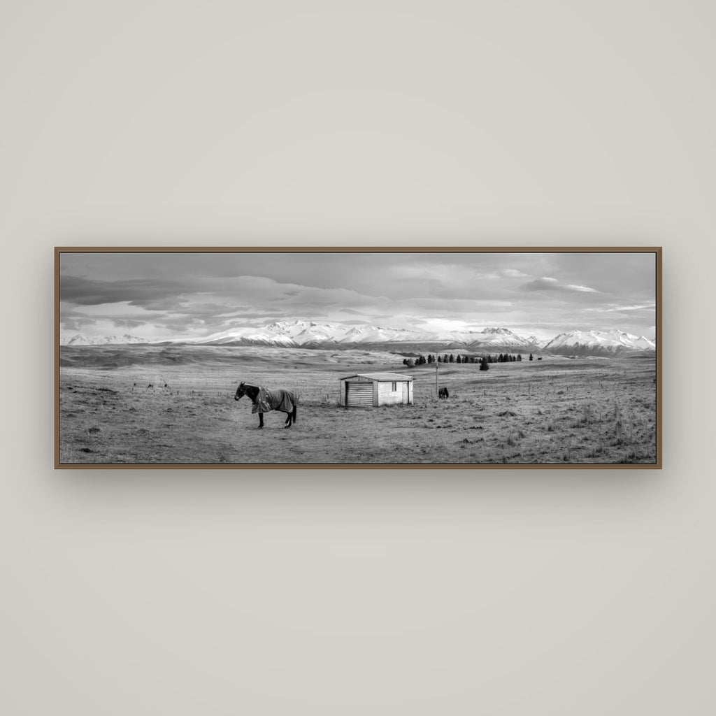 Ethereal Morning, Ben Ohau's Awakening, Basel Walnut, 170×60 cm. New Zealand fine art wall art by Stephen Milner.
