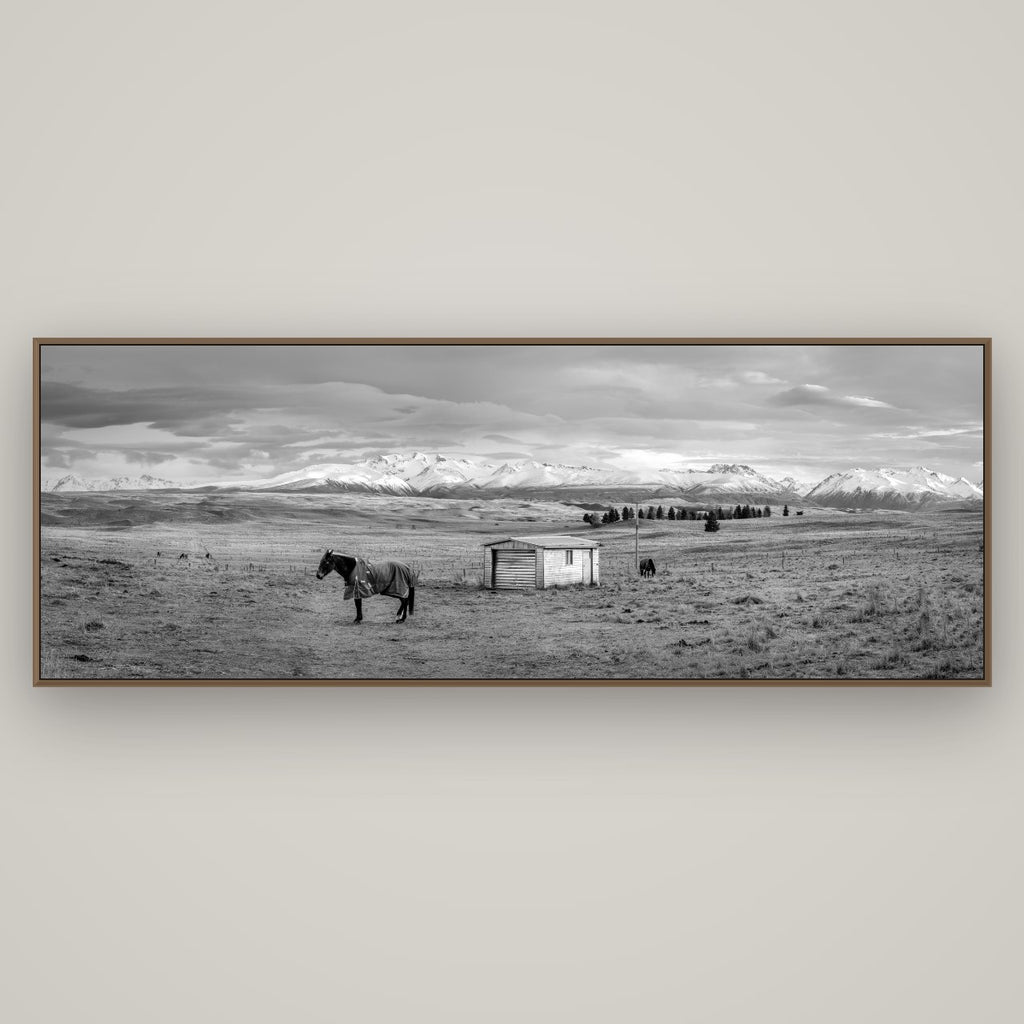 Ethereal Morning, Ben Ohau's Awakening, Basel Walnut, 198×70 cm. New Zealand fine art wall art by Stephen Milner.