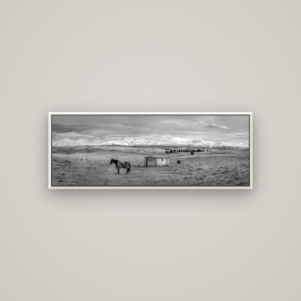 Ethereal Morning, Ben Ohau's Awakening — Basel White, 113×40 cm. New Zealand fine art wall art by Stephen Milner.