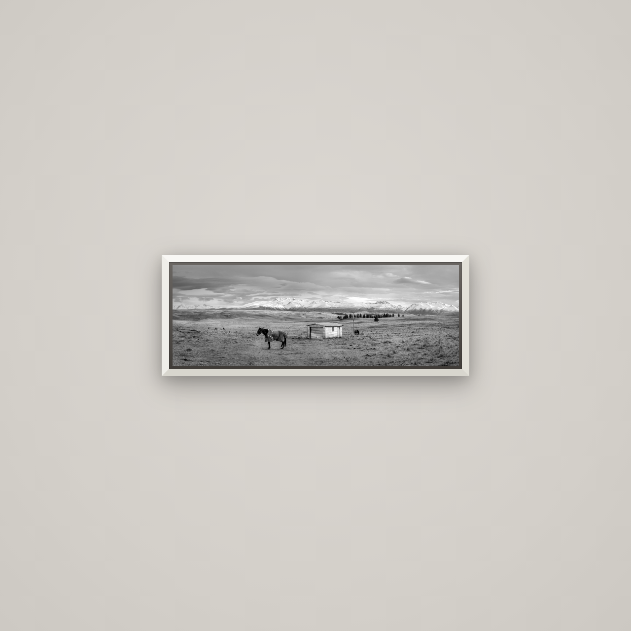 Ethereal Morning, Ben Ohau's Awakening — Basel White, 57×20 cm. New Zealand fine art wall art by Stephen Milner.