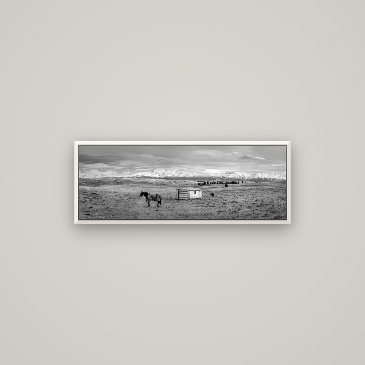 Ethereal Morning, Ben Ohau's Awakening — Basel White, 85×30 cm. New Zealand fine art wall art by Stephen Milner.
