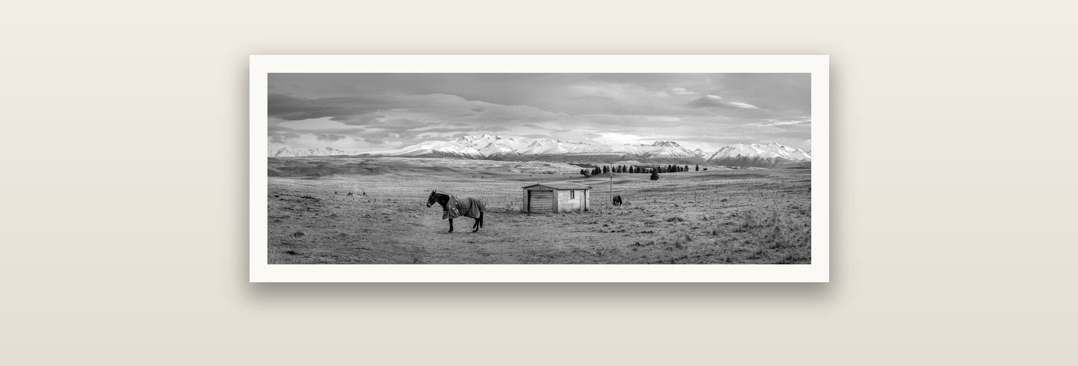 Ethereal Morning, Ben Ohau's Awakening — Hahnemühle fine art print, 76 × 25 cm. New Zealand fine art landscape photography by Stephen Milner.