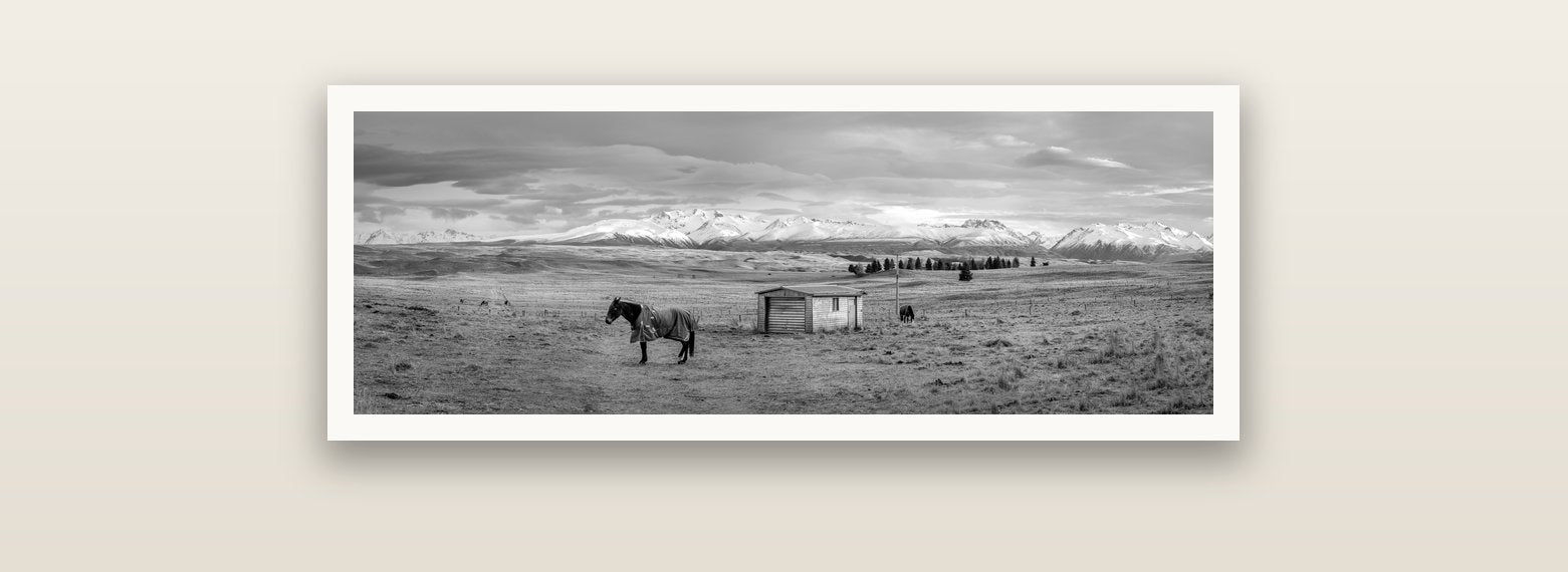 Ethereal Morning, Ben Ohau's Awakening — Hahnemühle fine art print, 90 × 30 cm. New Zealand fine art landscape photography by Stephen Milner.