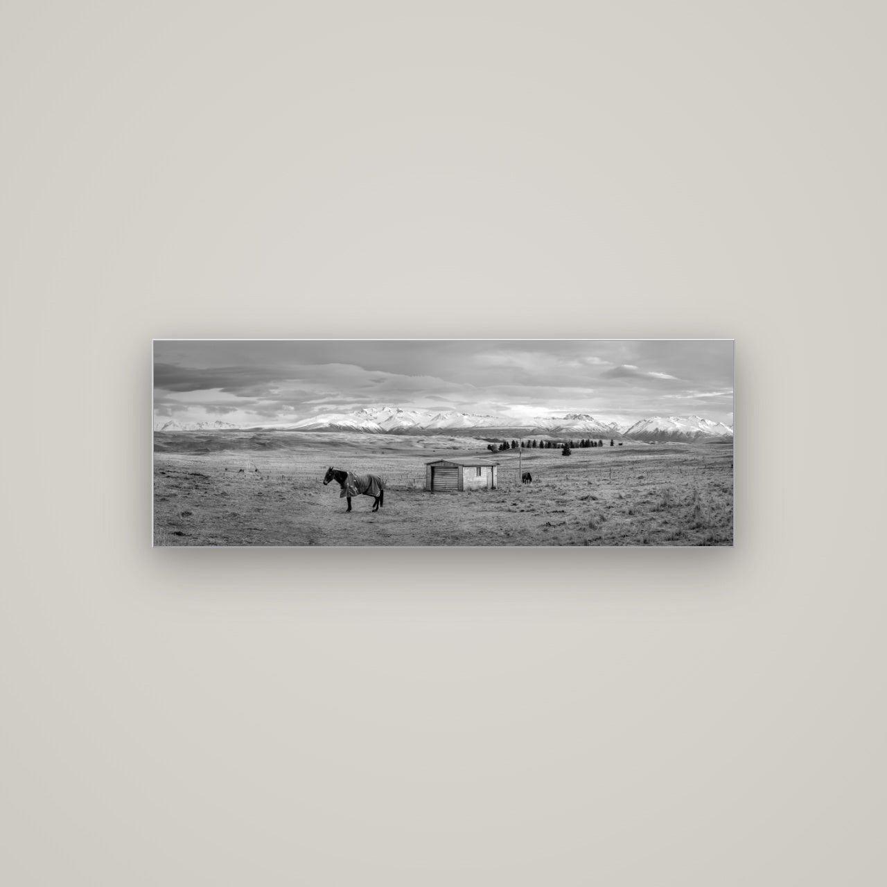 Ethereal Morning, Ben Ohau's Awakening — Slimline Silver, 113×40 cm. New Zealand fine art wall art by Stephen Milner.