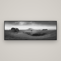 Evening Fields, Mount Kakepuku — Basel Black Matte, 198×70 cm. New Zealand fine art wall art by Stephen Milner.